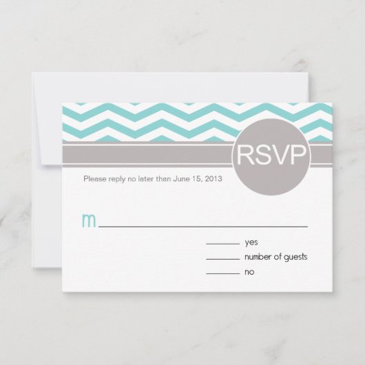 Aimee Chic Chevron RSVP | blauwgroen (Voorkant)