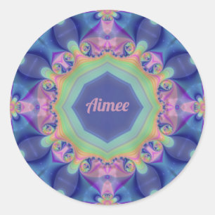 AIMEE ~ Pastel Abstracte Kaleidoscoop Patroon ~  Ronde Sticker