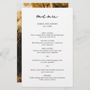 Aimee Rustic Script Menu Mariage moderne