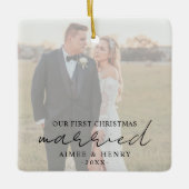 Aimee Rustic Script Modern Pas getrouwd Keramisch Ornament (Voorkant)