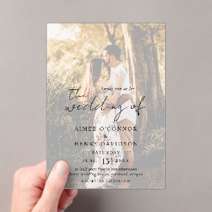 Aimee Rustic Script Modern Wedding Acryl Uitnodigingen