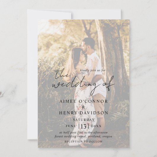 Aimee Rustic Script Modern Wedding Kaart (Voorkant)