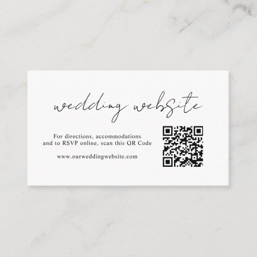 Aimee Rustic Script QR-code Modern Wedding Informatiekaartje (Voorkant)