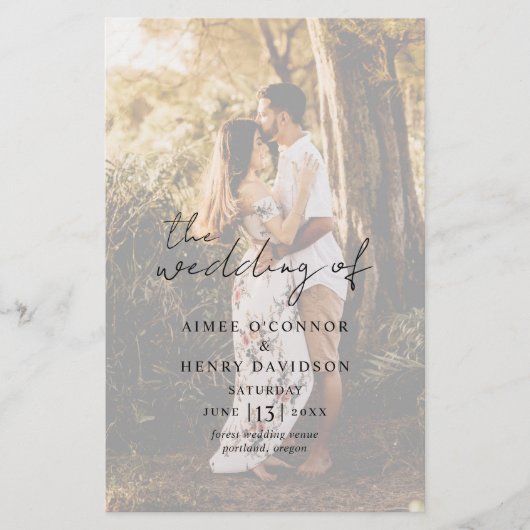 Aimee Script Rustique Programme de Mariage Moderne (Devant)