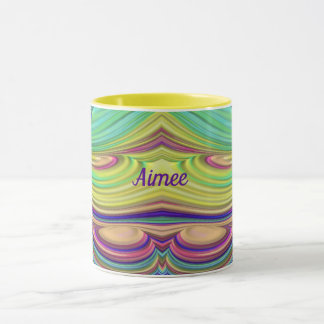 AIMEE ~ Zany 3D ~ Rose Indigo Vert Jaune Mug