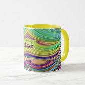 AIMEE ~ Zany 3D ~ Rose Indigo Vert Jaune Mug (Devant droit)