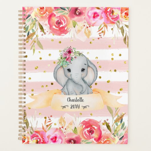 Aimer bébé éléphant rose fille Journal quotidien (Devant)