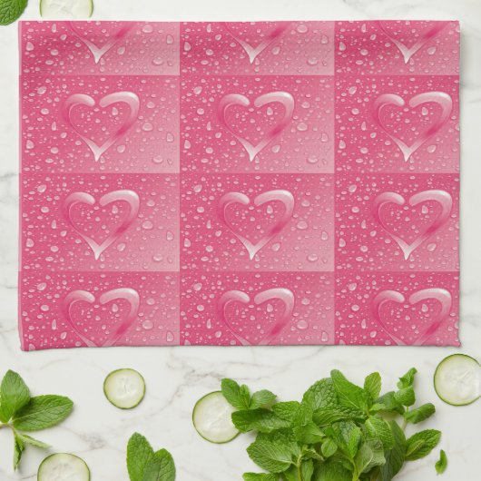 **AIMER COEURS ROSE** SERVIETTE CUISINE (Plié)