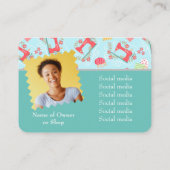 Aimer Coudre mignonne Photo Carte de visite bleu (Dos)