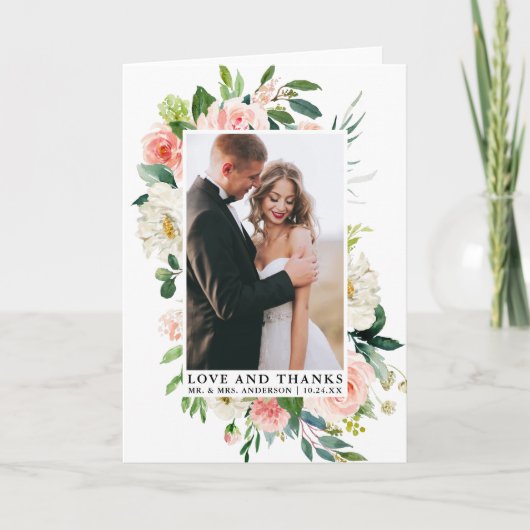 Aimer Élégant Merci Aquarelle rose Pink Floral Pol (Devant)