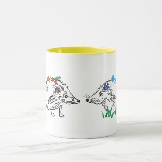 Aimer Hérisson Dessin d'automne Dessin Mug (Centre)