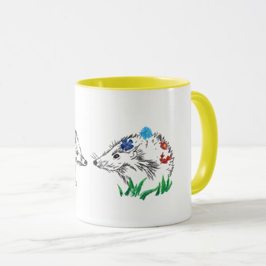 Aimer Hérisson Dessin d'automne Dessin Mug (Devant droit)