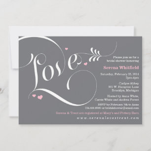 Aimer Invitation de douche nuptiale, Élégant gris