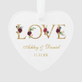 Aimer les noms de Mariage Date Bourgogne Floral Go (devant)