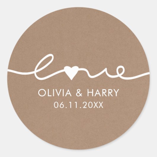 Aimer Mariage Favor Stickers | Rustic Kraft (Devant)
