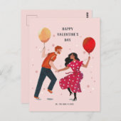 Aimer mignon rose et rouge danser personnes carte  (Devant / Derrière)