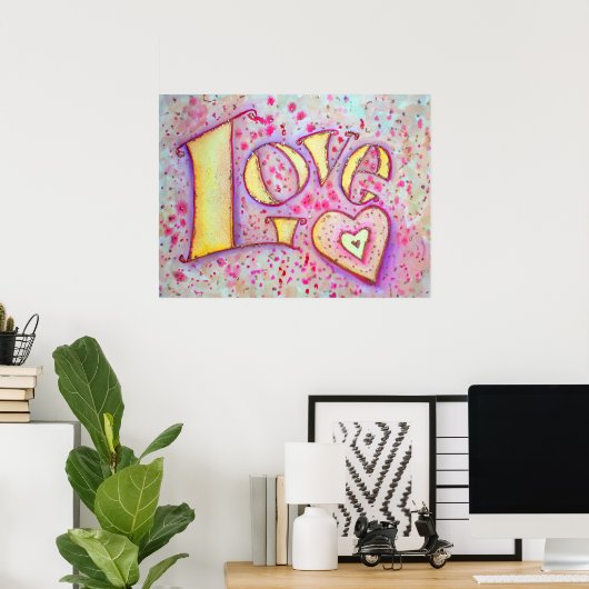 Aimer Peinture rose douce Poster Imprimer (Bureau à domicile)