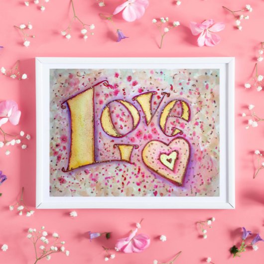 Aimer Peinture rose douce Poster Imprimer