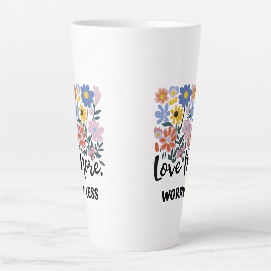Aimer Plus S'Inquiéter Moins De Mug Floral (Devant)