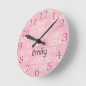 Aimer rose mignon Ajouter un nom Horloge murale (Angle)