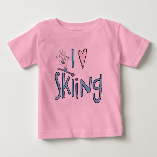 Aimer ski enfants mignon lapin skier tshirt (Devant)