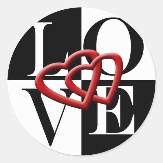 Aimer Sticker Mariage Enveloppe Deux Coeurs (Devant)