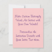 Aimer Word Pink Papillon Custom Art Invitations (Dos)