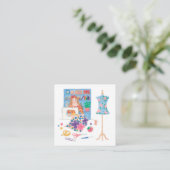 "Aimez coudre" le carte de visite carré (Debout devant)