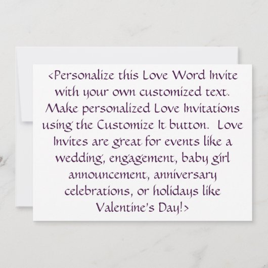 Aimez les Invitations, les invitations ou les anno (Dos)