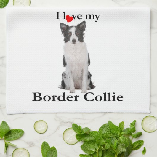 Aimez ma serviette de cuisine de border collie (Plié)