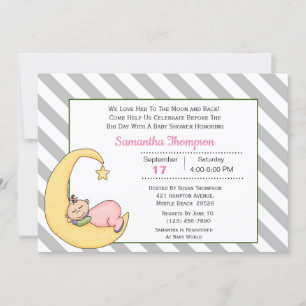 Aimez-Vous À La Lune Baby Girl Shower Invitation