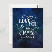 Aimez-vous à la lune et les étoiles dos carte post (Devant / Derrière)