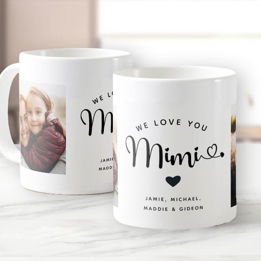Aimez-vous Coeurs Mimi Personnalisé Deux Photo Mug
