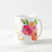 Aimez-vous dans la tasse florale de lune et de dos (Devant droit)