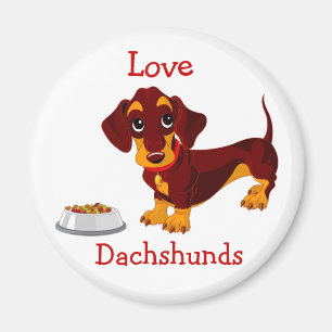 Aimons les dachshunds Magnet de chiot de dessin an