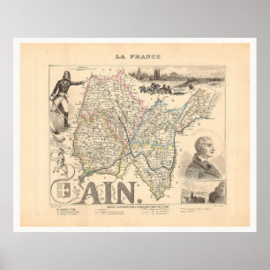 Ain Department Frankrijk 1858 Alexandre Vuillemin Poster