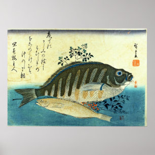 Ainame & Shima-hata - Hiroshige's Japanse vis Poster