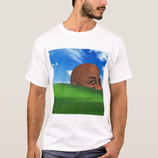 Ainsley Harriott in de achtergrond van Windows XP T-shirt