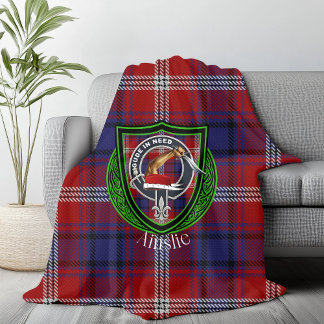 Ainslie Scottish Clan Tartan & Crest Fleece Deken