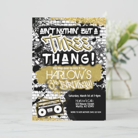 Aint Niets dan een Three Thang Hip Hop Verjaardag Kaart (Staand voorkant)