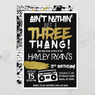 Aint Nuthin, maar drie Thang Hip Hop 3rd Birthday Kaart