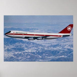Air Canada 747 over de Rocky Mountains Poster