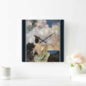 "Air Castles" van Maxfield Parrish Vierkante Klok (Huis)