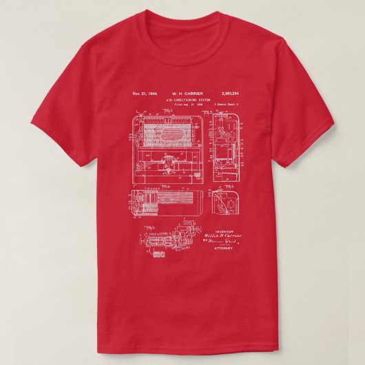 Air Conditioner Patent 1939 AC technicus cadeau T-shirt (Design voorkant)