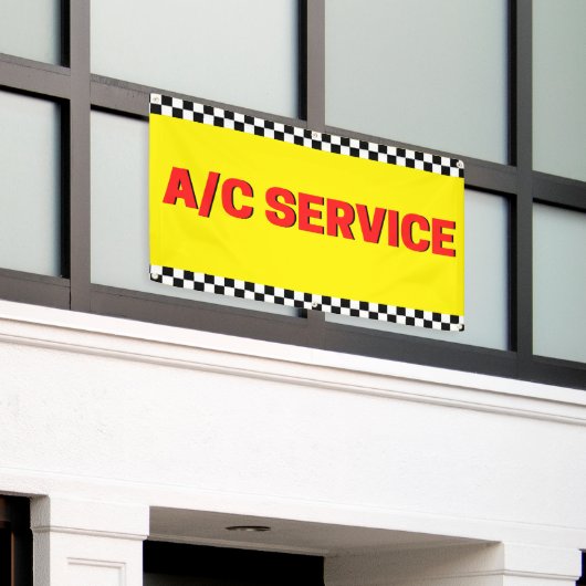 Air Conditioning Service Automotive Shop Yellow Spandoek (Buitenkant Gebouw)