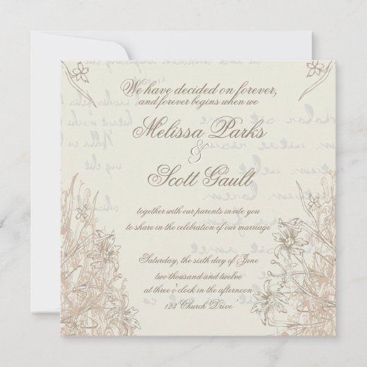 Air, Fraîche, Crème, Mariage Vintage Invitation (Devant)