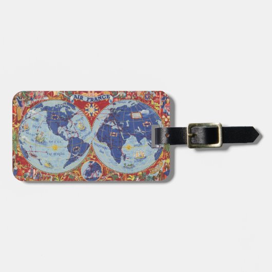 Air France Map of the World Bagagelabel (Voorkant horizontaal)