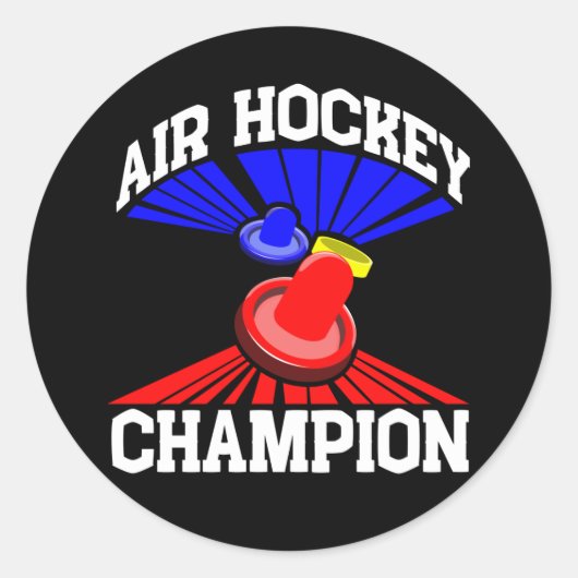 Air Hockey Champion Ronde Sticker (Voorkant)
