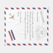 Air Mail Letter en Airplane custom message Fleece Deken (Voorkant (Horizontaal))