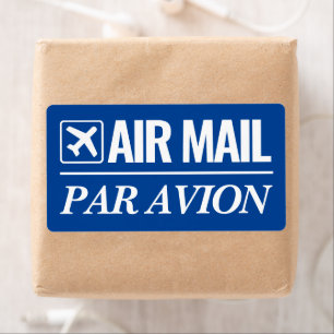 Air Mail / Par Avion grote blauwe verzendlabels Etiket